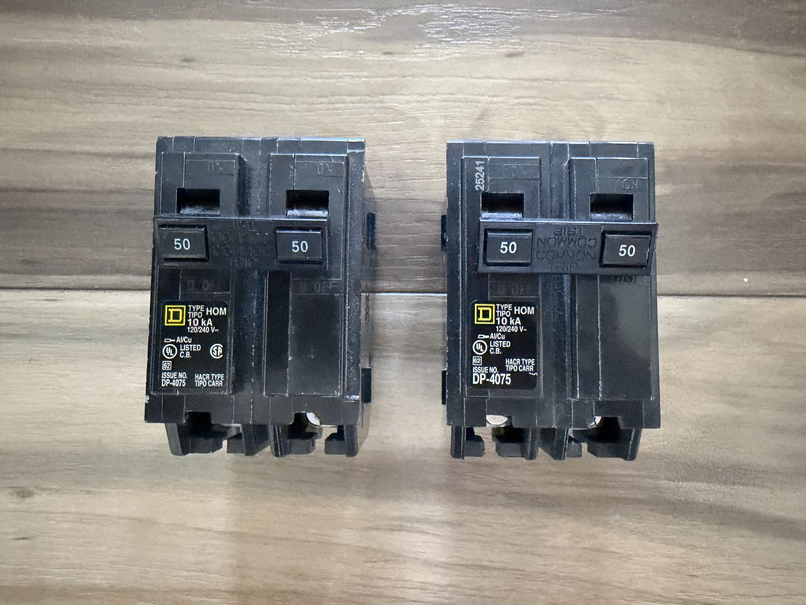 NEW 2 Homeline 50-Amp 2-Pole Circuit Breakers