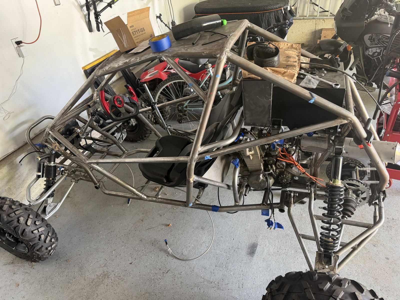 Custom Off-Road Buggy Project Roll Cage Chassis with Engine