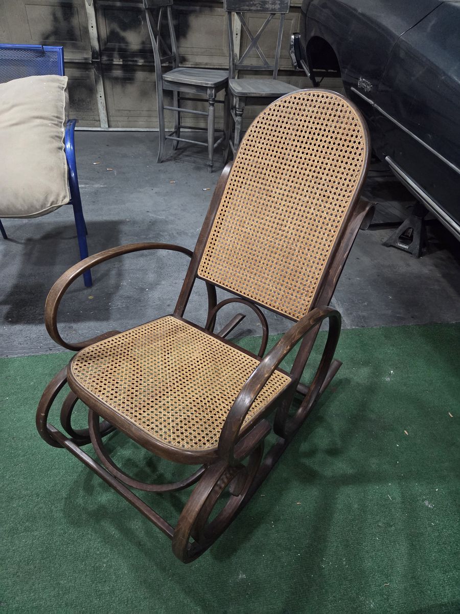 Vintage Bentwood & Cane Rocking Chair – Made in Spain