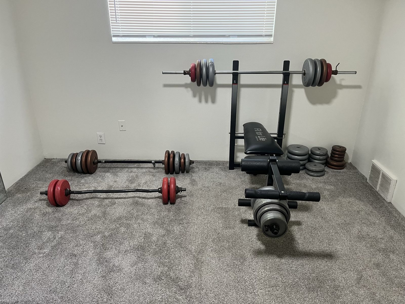 Fitness Gear Barbell Weight Bench & Ultra K-Tron Orb Latron Weight Plates