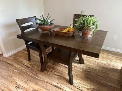 Well made dark finish wood table