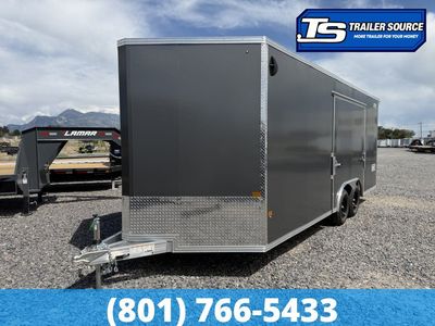 8.5x20 Alcom Aluminum EZ Hauler XLT Auto Trailer - 7'0" Interior - 7K GVWR - .080 PolyCor, Rear Spoiler, Translucent Roof,