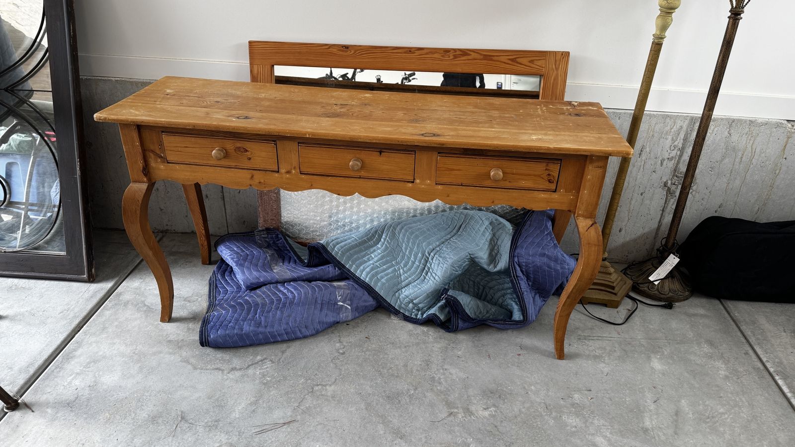Wooden Console Table with Three Drawers