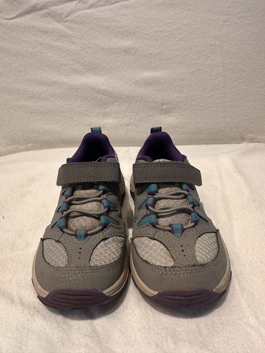 Merrell toddler size 11 grey/purple & teal trim, hiking shoes