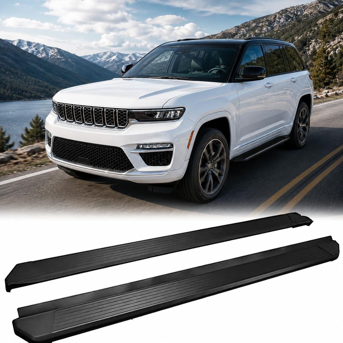2022-2026 Grand Cherokee Black Aluminum Alloy Side Steps