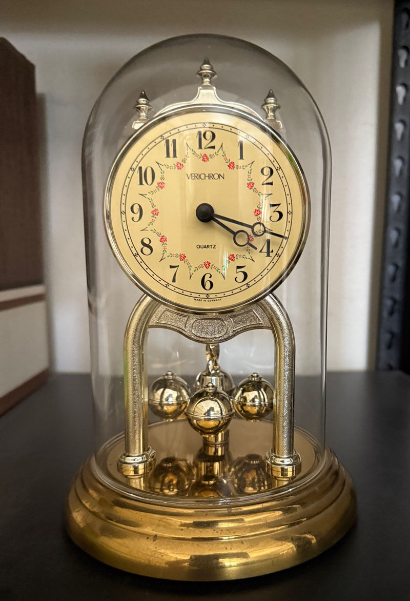 Vintage German Verichron Quartz Glass Dome Anniversary Clock