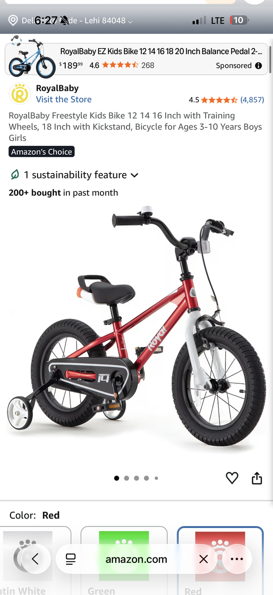 Brand new, unopened RoyalBaby Freestyle 14-inch children’s bike in red