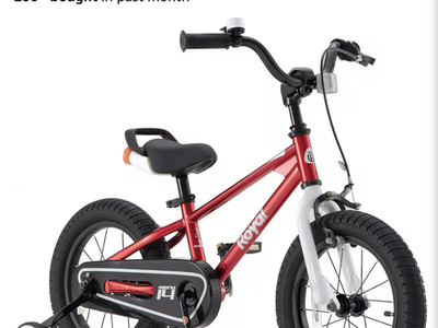 Brand new, unopened RoyalBaby Freestyle 14-inch children’s bike in red