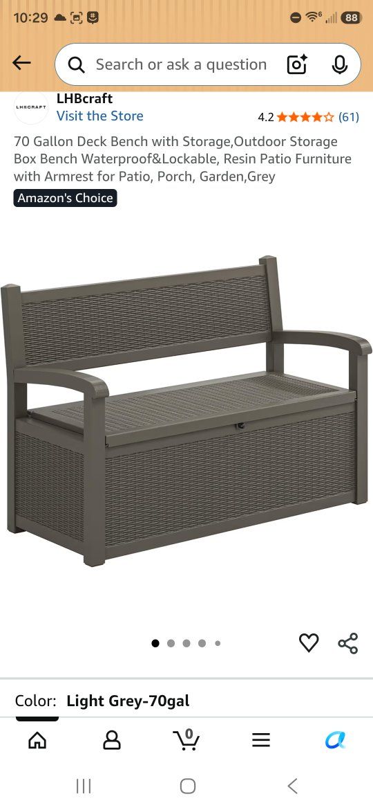 70 gallon storage bench - NEW