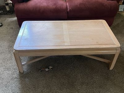 Solid Wooden Coffee Table - Light Wood Finish - Needs Refinishing