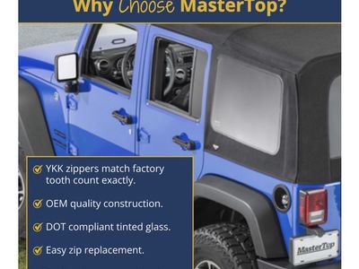 MasterTop Soft Top Replacement Quarter Window, Passenger