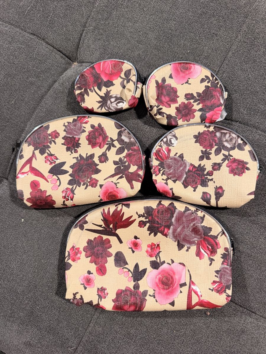 Floral Print Cosmetic Bags (Set of 5)