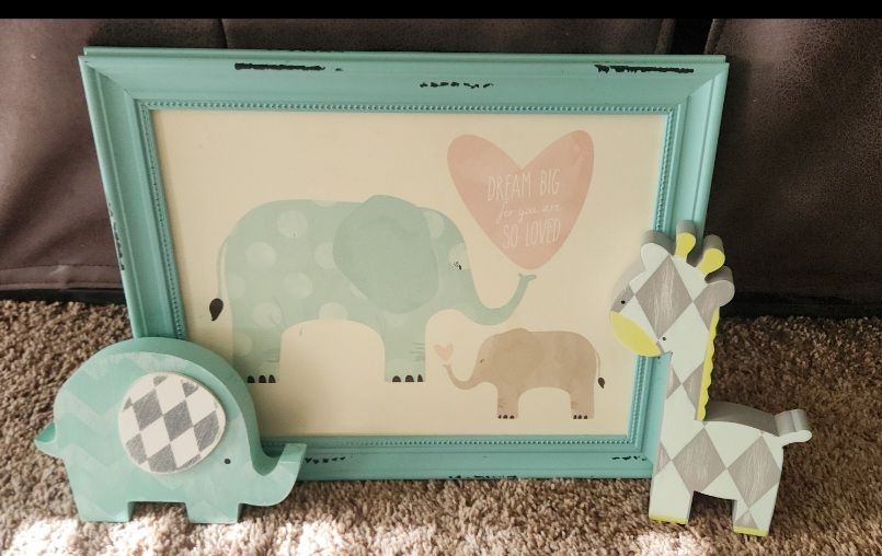 Frame with Elephant and Giraffe