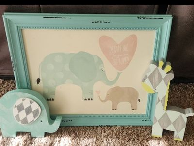 Frame with Elephant and Giraffe
