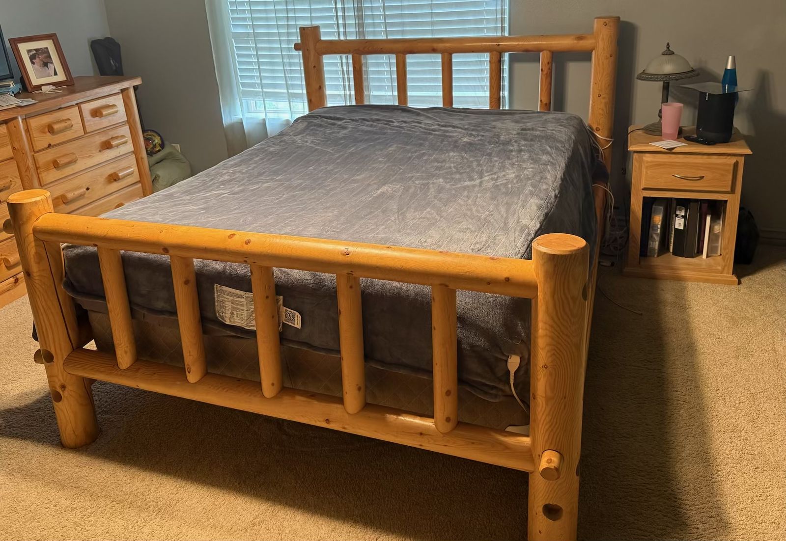 Queen log bedroom set