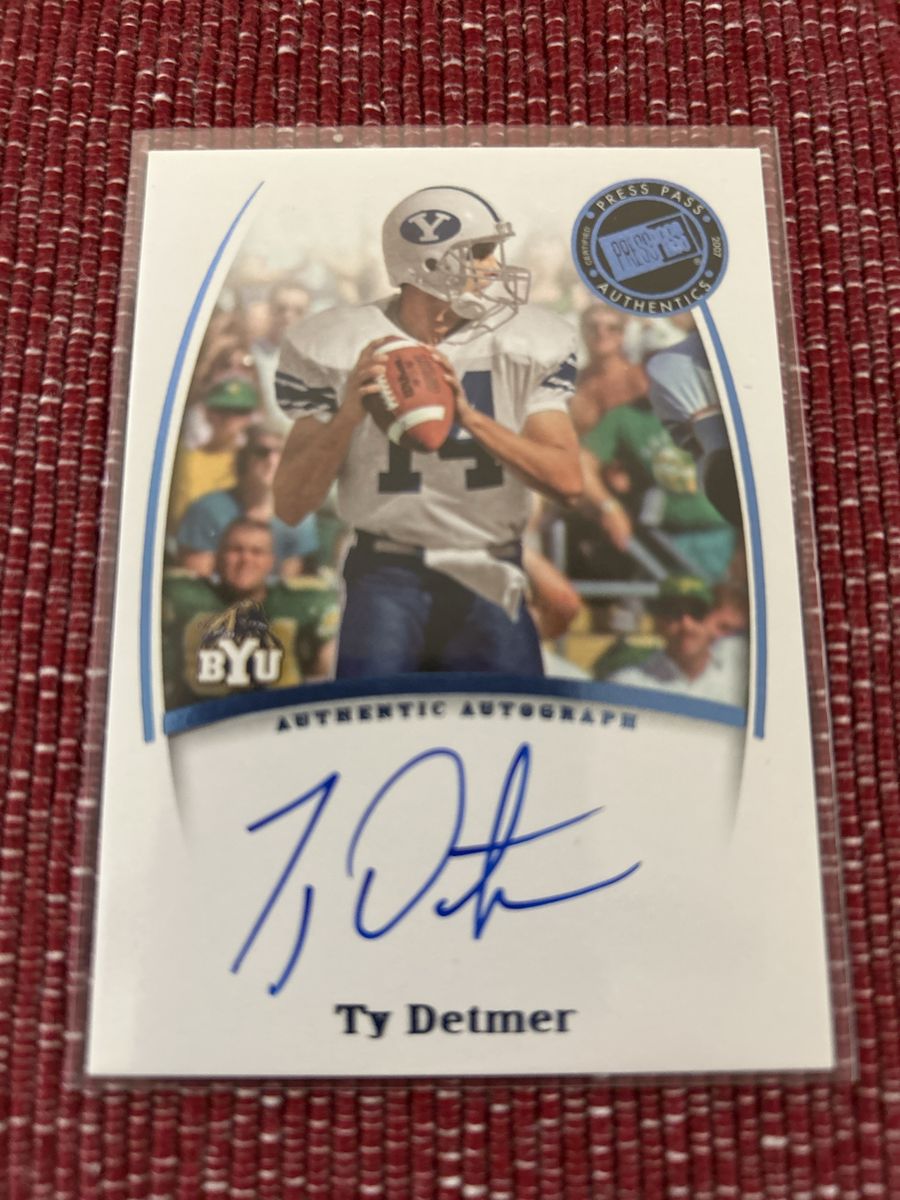 2007 Press Pass Authentic Legends Ty Detmer Autograph Card BYU Cougars COA signed