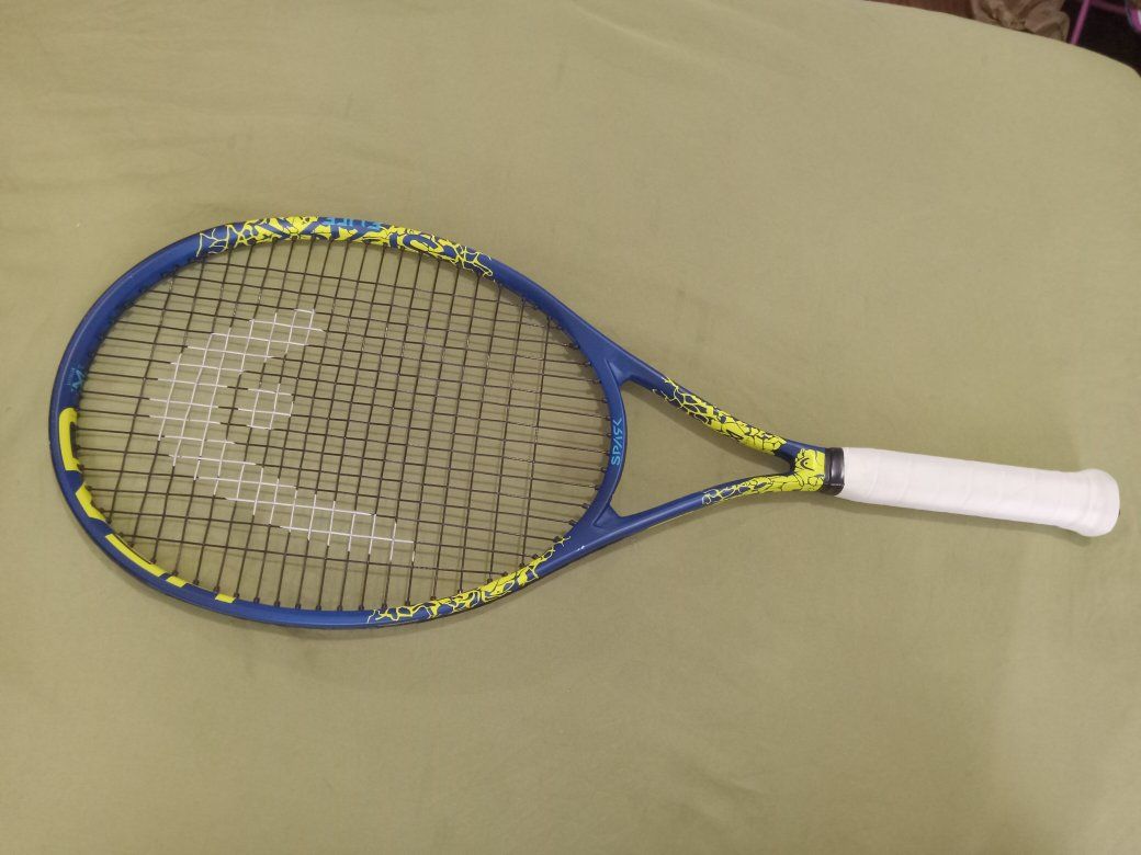 HEAD Spark Tour Tennis Racquet - Blue/Yellow with White Grip - New. Excellent Condition