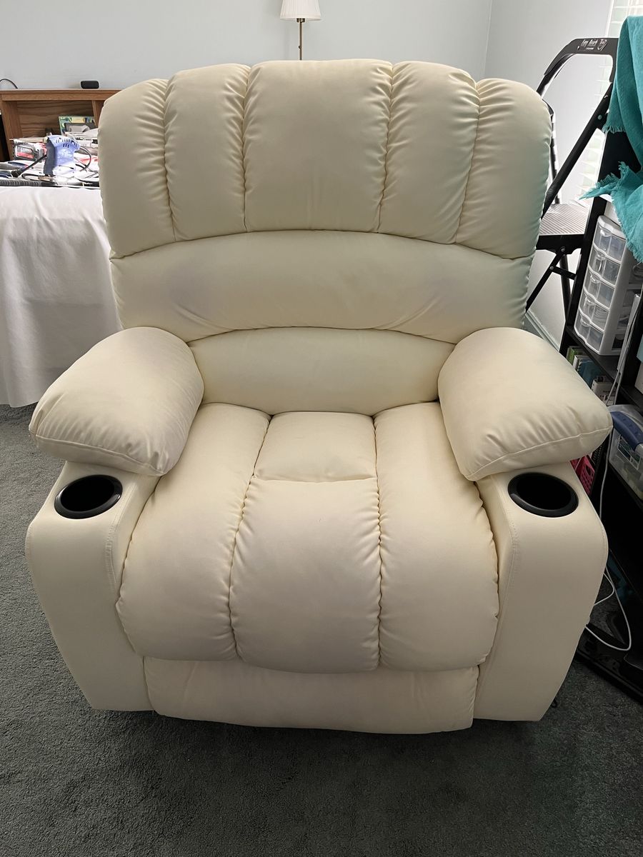 White Electric Recliner Lift Chair with Heat & Massage Functions, Cup Holders