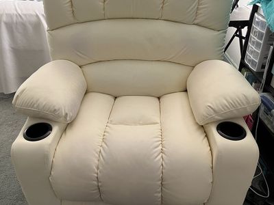 White Electric Recliner Lift Chair with Heat & Massage Functions, Cup Holders