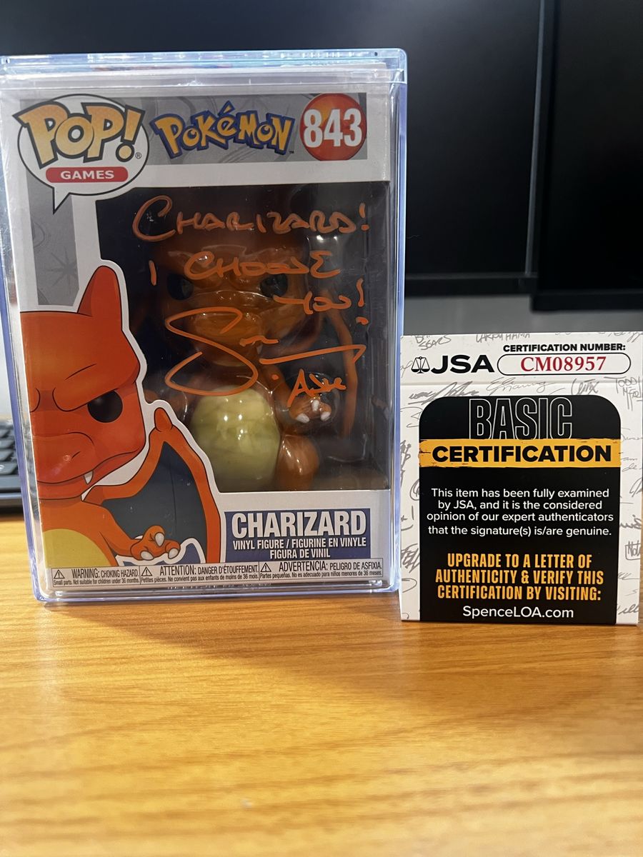Autographed Funko Pop! By Sarah (Ash’s voice) Pokémon Charizard #843 JSA COA Authenticated