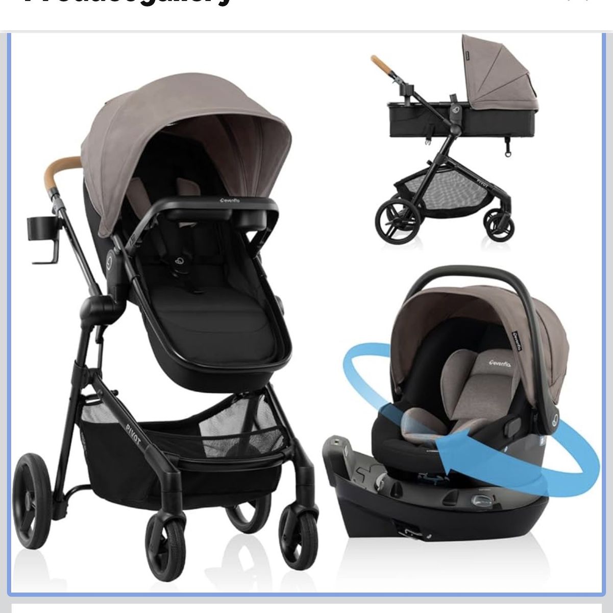 Pivot NXT Travel System with Litemax NXT Infant Car Seat Driftwood Brown