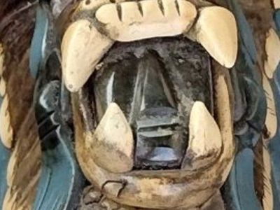 Aztec Jaguar Warrior Obsidian Hatchet and Spearhea