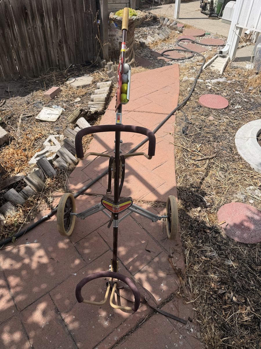 Vintage Golf Push Cart - 2 Wheel Collapsible Design for Easy Transport