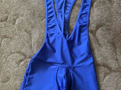 SUKREW Men's Blue Racerback Singlet Pouch Bodysuit, Size Medium, Synthetic