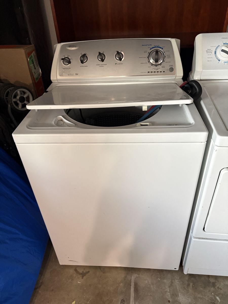 Whirlpool White Top-Load Washer & Dryer Set - Used, Good Condition