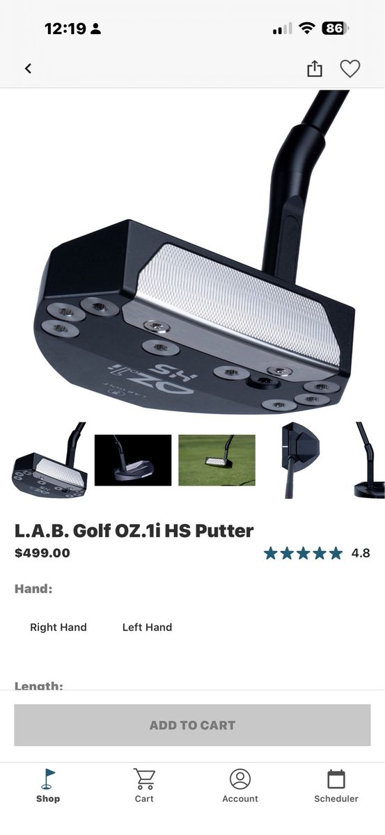 L.A.B. Golf OZ.1i HS Putter Black Heel Shafted Mallet