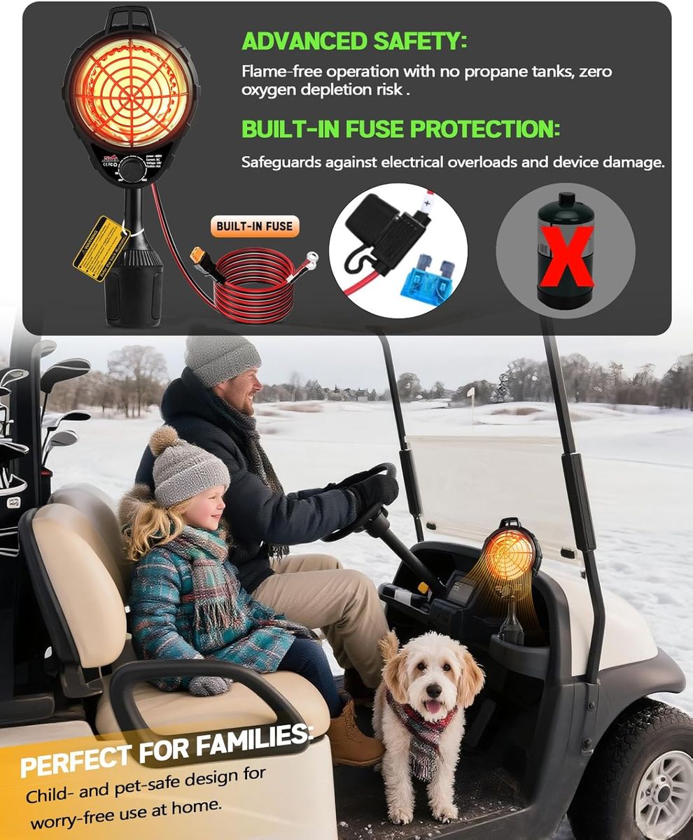 NEW GOLF CART ELECTRIC HEATER (RETAILS: $49.99) 2 AVAILABLE