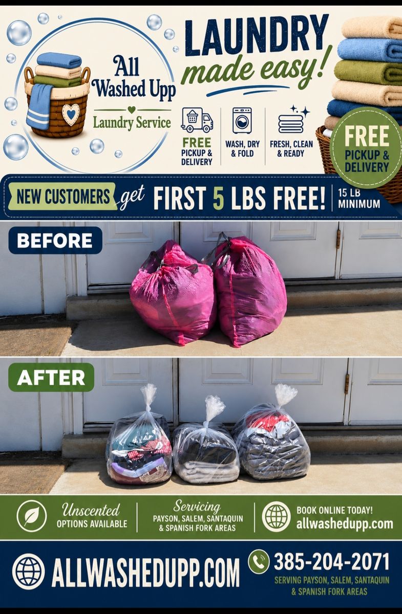 Laundry Done For You Free Pickup/Delivery 