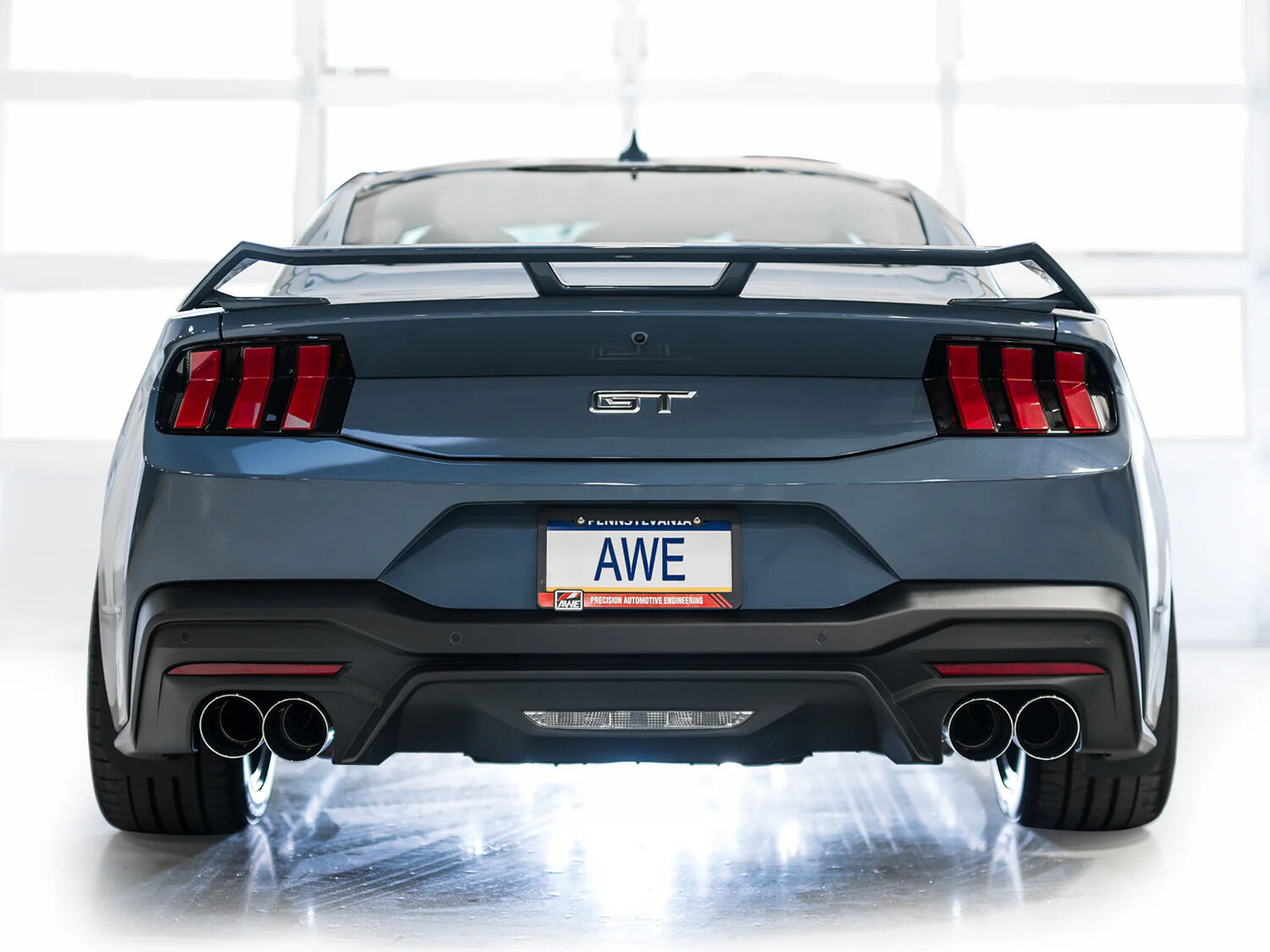 AWE Track Edition Catback Exhaust Quad Silver Tips (2024-2025 Mustang GT) 3020-42650