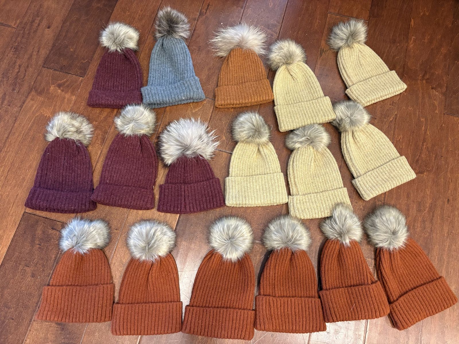New Fallon Knit Hat Beanies W/ Removable Pom Poms