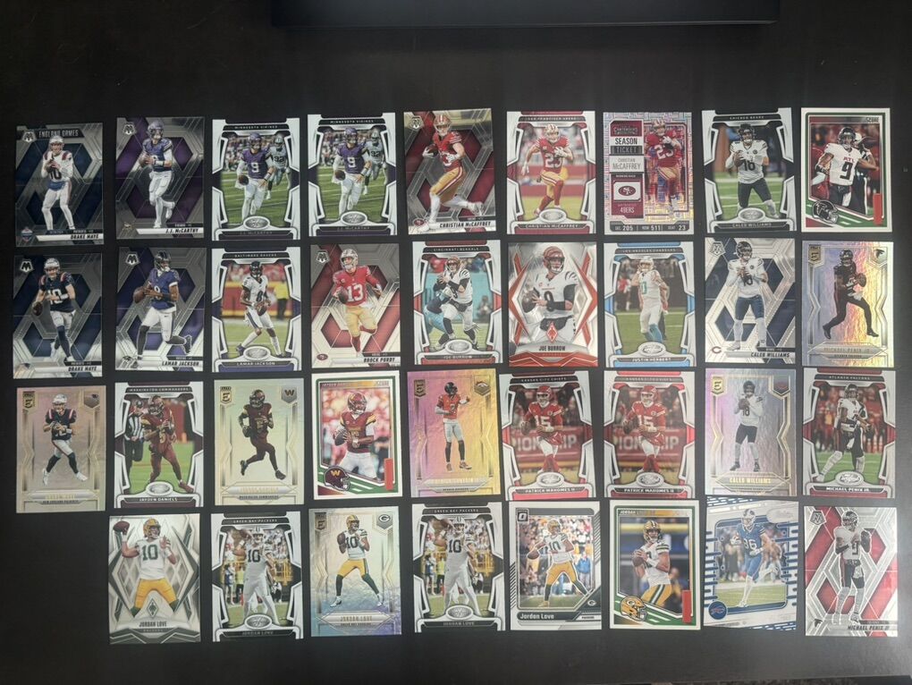 Football Cards Lot of 35! Maye, Williams, Purdy...