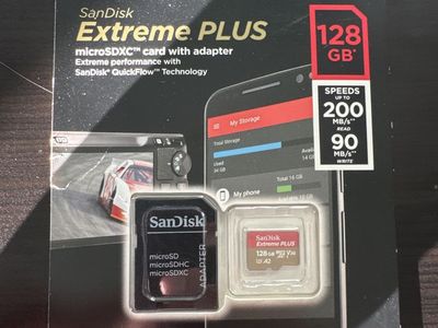 SanDisk Extreme PLUS 128GB microSDXC Card with Adapter - 4K UHD V30 A2 - 200MB/s Read