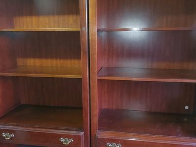 Classic Wood Bookcases with Drawers - Set of Two