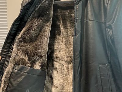 Dockers Black Leather Sherpa Lined Jacket M