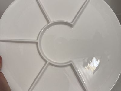 Set of 8 - White Ceramic Sectional Serving Raclette Plates