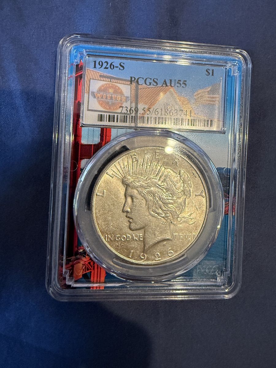 1926 S Peace Silver Dollar PCGS AU 55 Coin