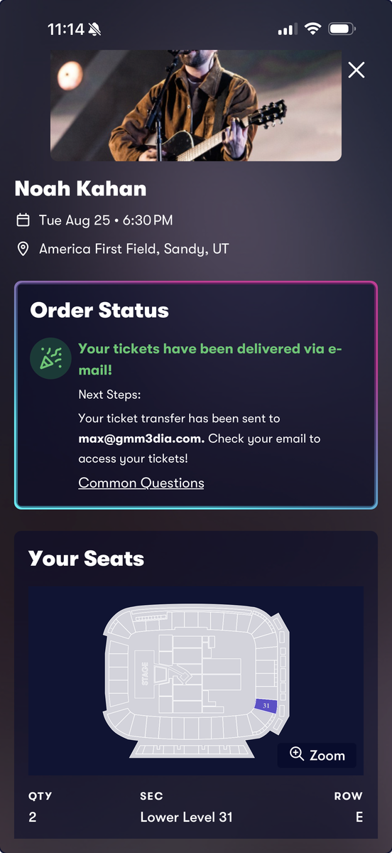 2 Tickets To Noah Kahan August 25th At America First Field