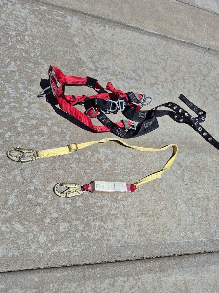MSA SureStop Shock Absorbing Lanyard 6ft and Fall Protection Safety Harness