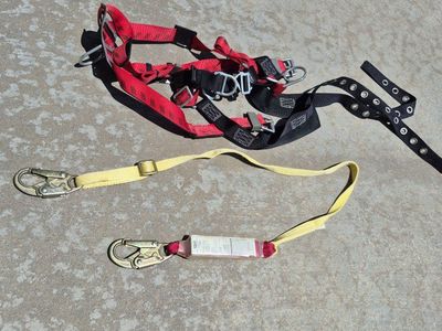 MSA SureStop Shock Absorbing Lanyard 6ft and Fall Protection Safety Harness