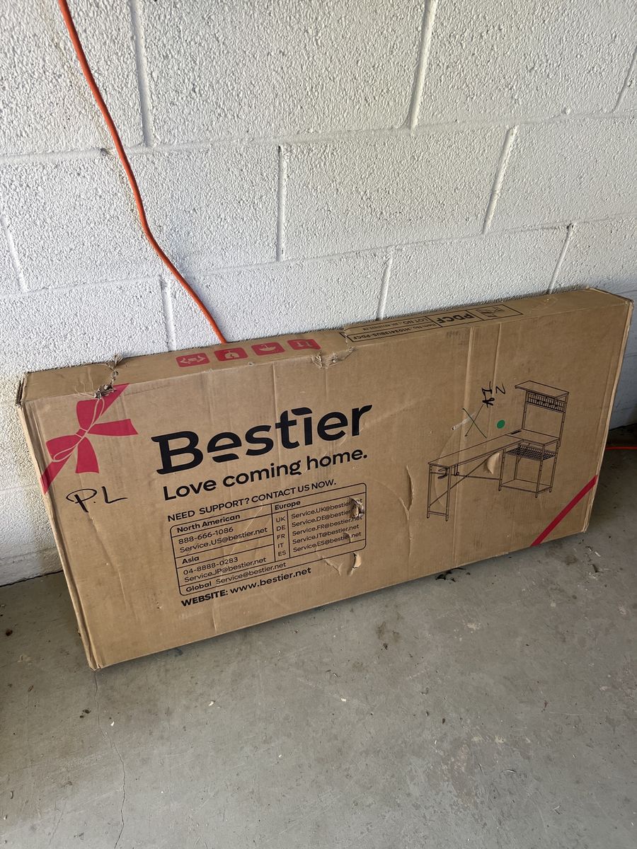 Bestier L-Shaped Computer Desk with Hutch and Storage Shelves H103413BUS-PDCF