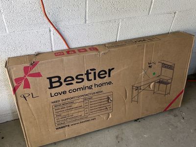 Bestier L-Shaped Computer Desk with Hutch and Storage Shelves H103413BUS-PDCF