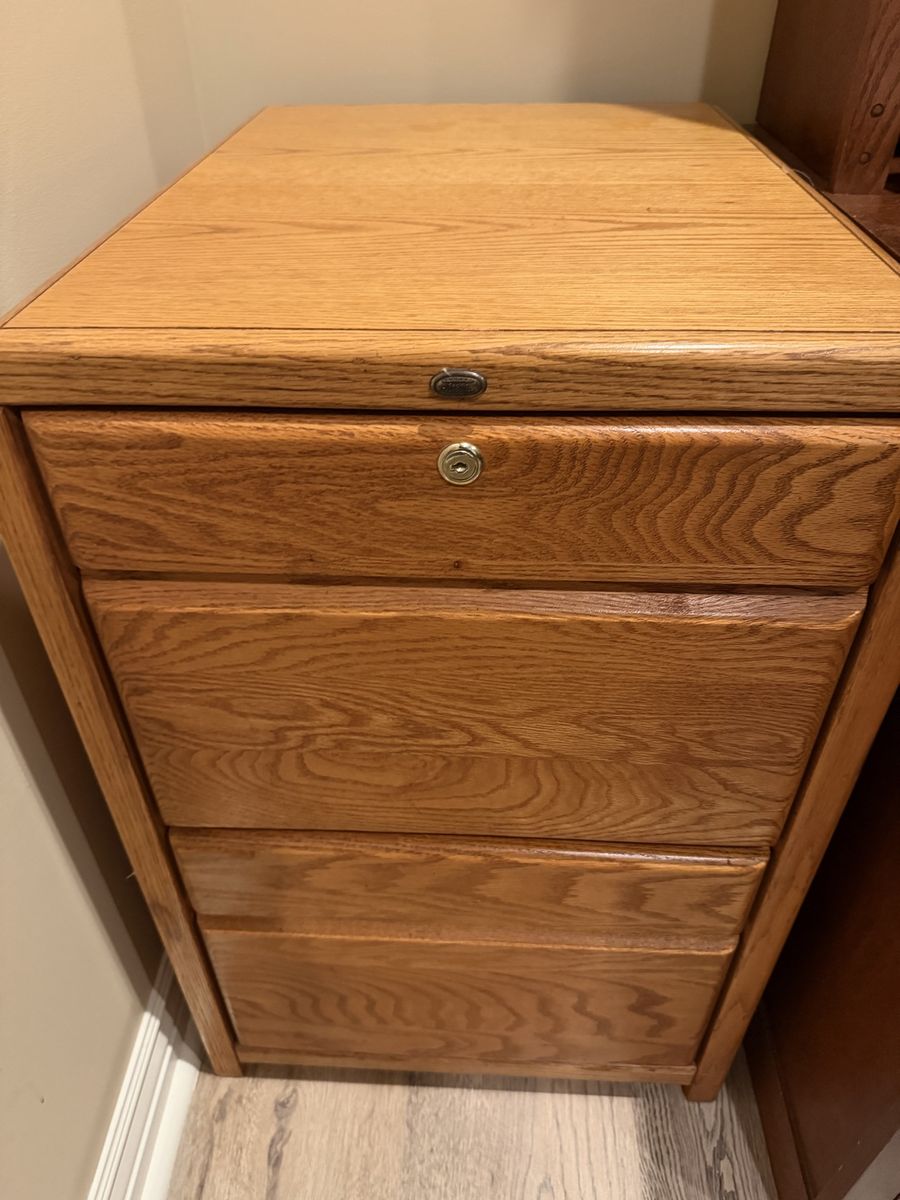 Solid Oak Wood File Cabinet - Legal/Letter Size, 20"W x 24.5"D x 30"H