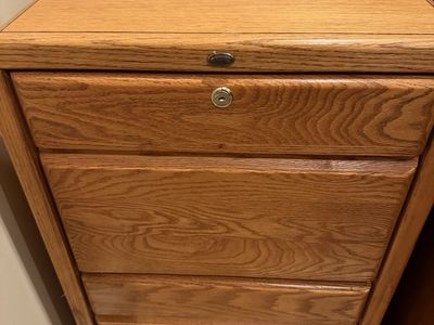 Solid Oak Wood File Cabinet - Legal/Letter Size, 20"W x 24.5"D x 30"H