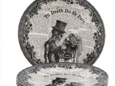 Churchill Halloween Till Death Do Us Part 10.25” Dinner Plates Set of 4