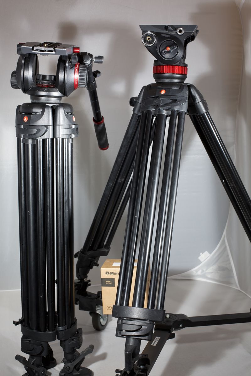 2x Manfrotto Professional Video Tripods w/ Fluid Heads - Available Individually or as Bundle