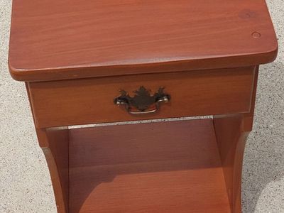 Nightstand 1 Drawer Solid Wood